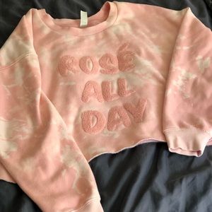 Rosé tie-dye Cropped Crewneck